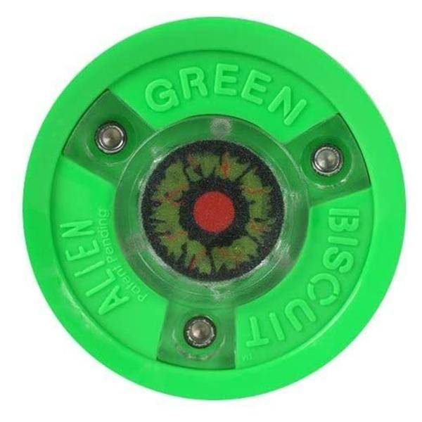 ALIEN GREEN BISCUIT OFF-ICE STICK HANDLING LIGHTED PUCK
