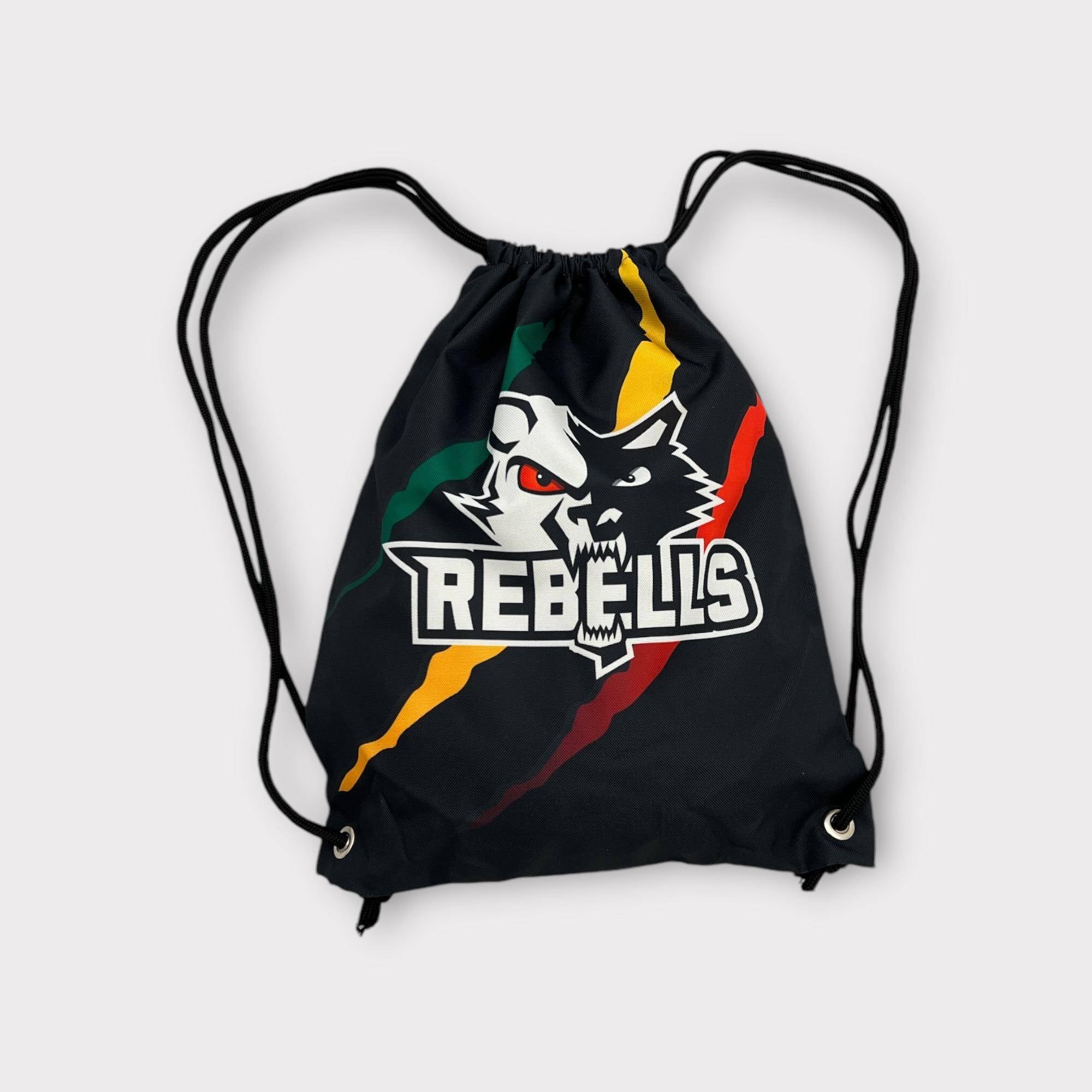 Rebells Rucksack mit Logo beidseitig Gym Bag Schwarz