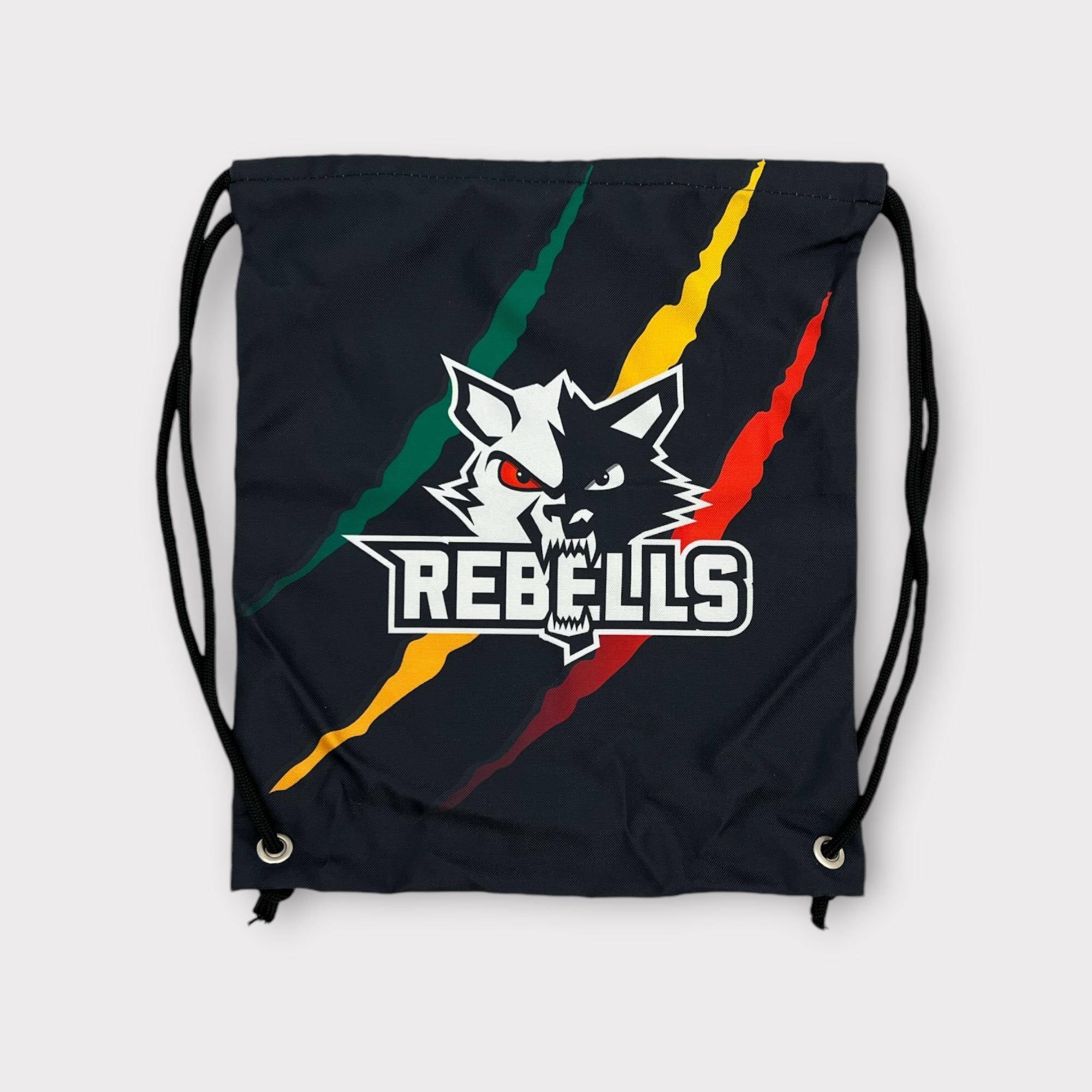 Rebells Rucksack mit Logo beidseitig Gym Bag Schwarz