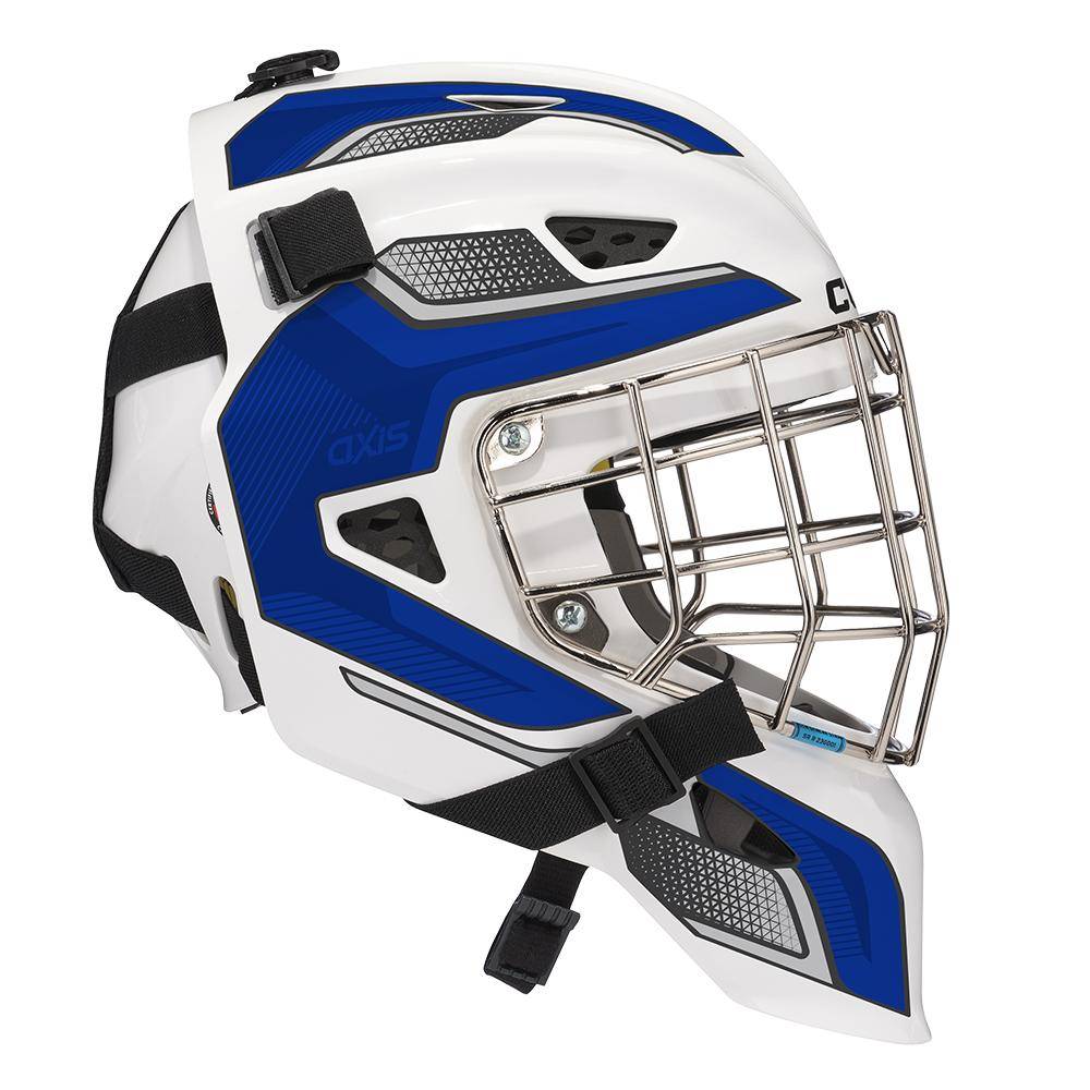CCM Goaliemaske Axis F5 Senior weiss-royal