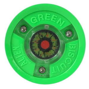 ALIEN GREEN BISCUIT OFF-ICE STICK HANDLING LIGHTED PUCK GB-ALIEN