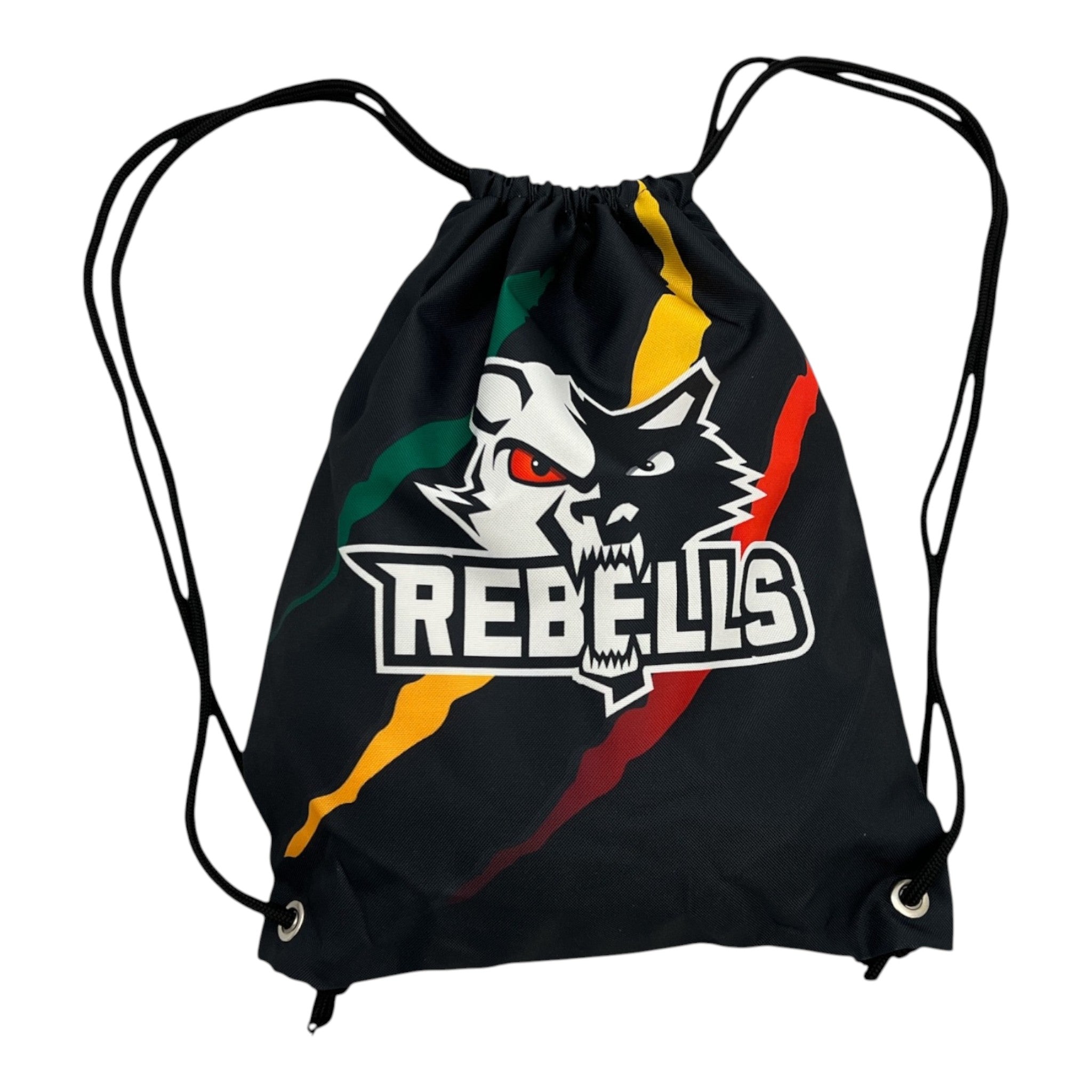 Rebells Rucksack mit Logo beidseitig Gym Bag Schwarz